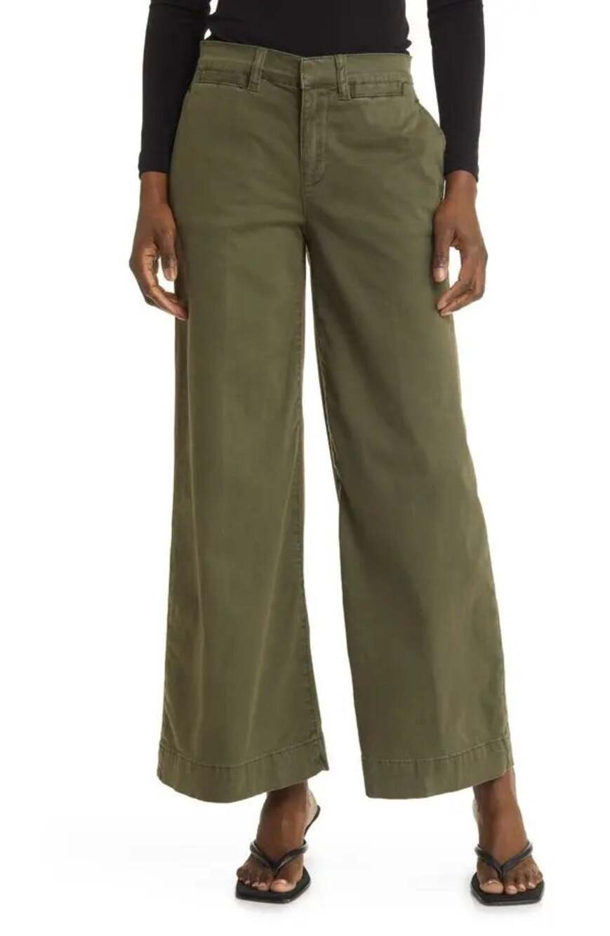 Frame Le Pixie Fatigue Olive Green Tomboy Wide Leg Trouser Pants Size 27
